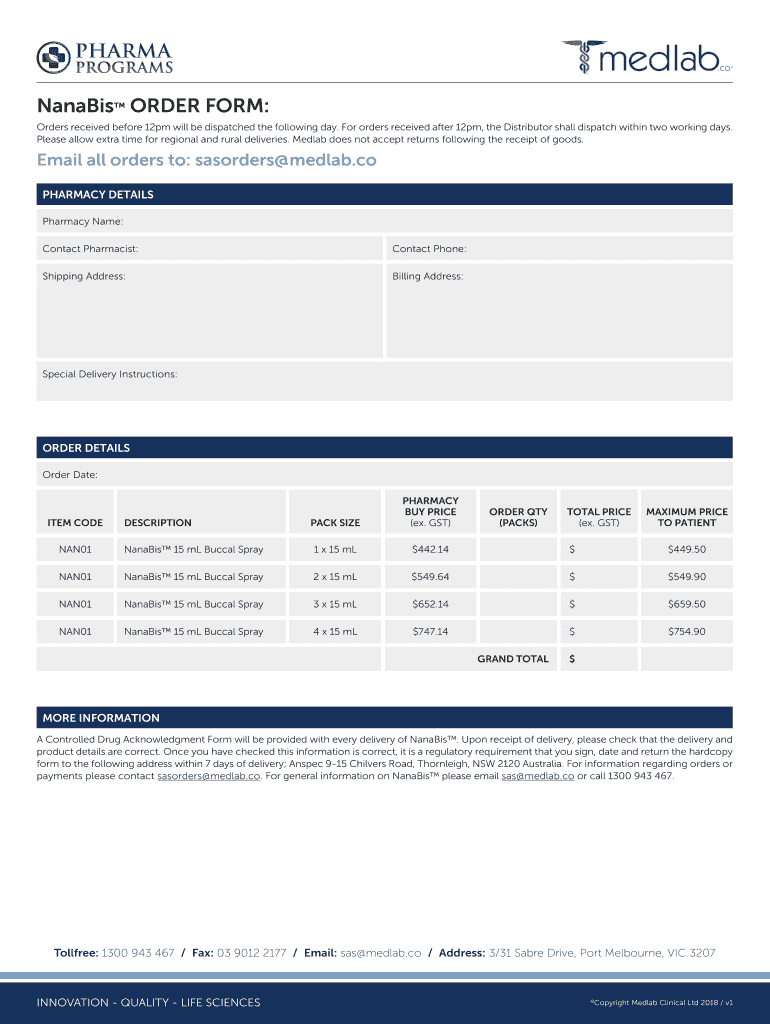 Nanabis Order Form