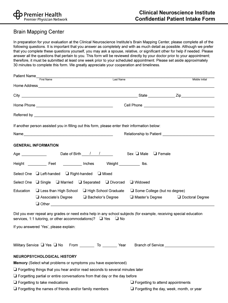 Brain Mapping TechnologyNeuroscienceAurora Health Care  Form