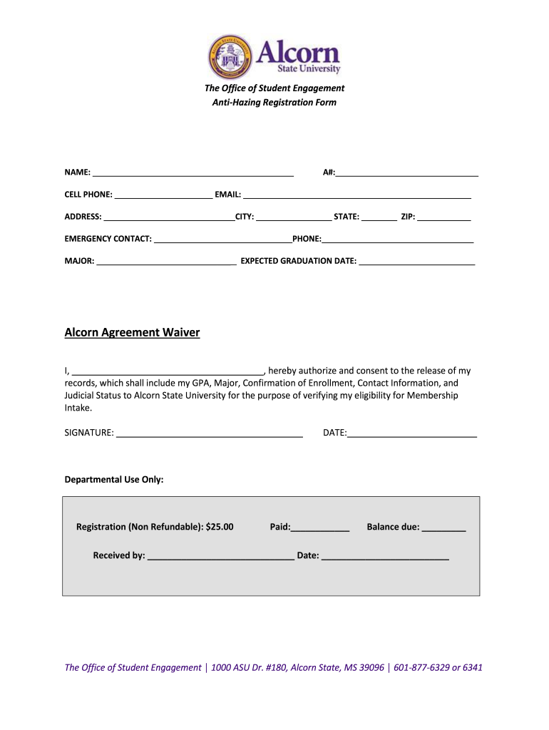 The Office of Student Engagement Anti Hazing Registration Form