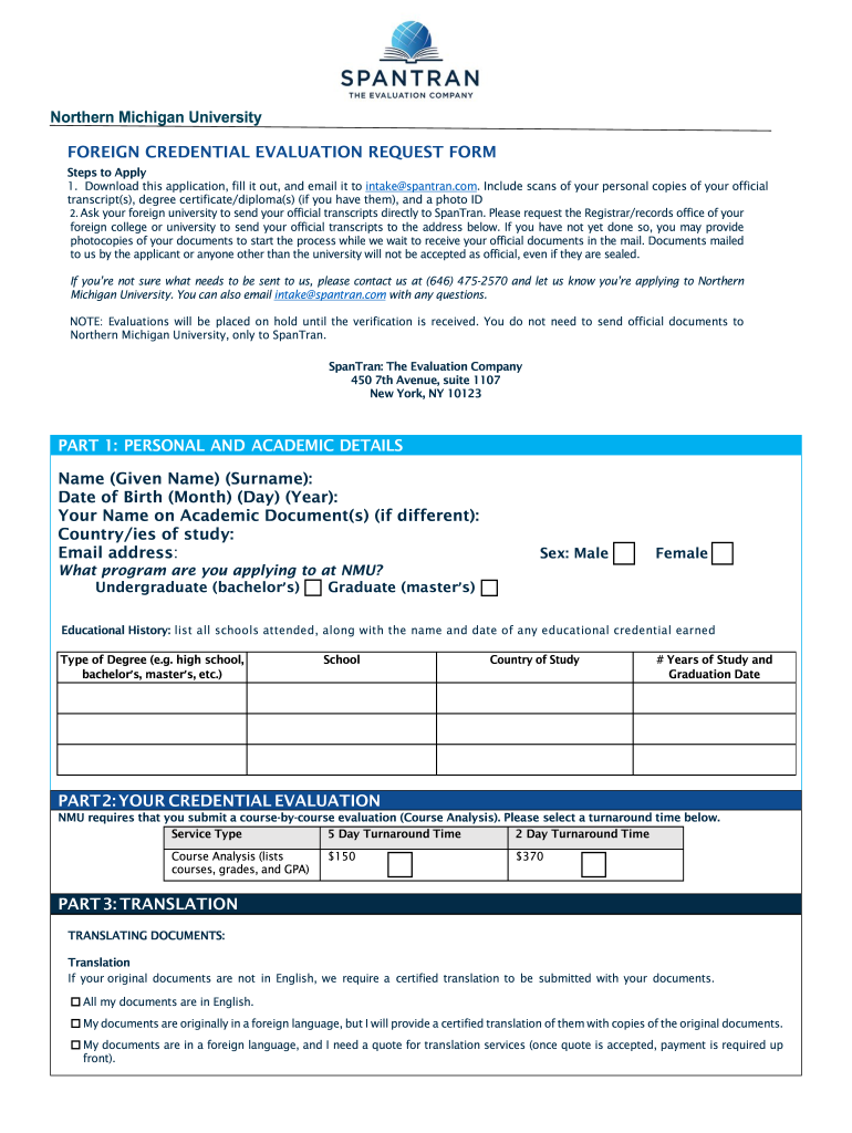 Official Transcript Request Form Northern Michigan University