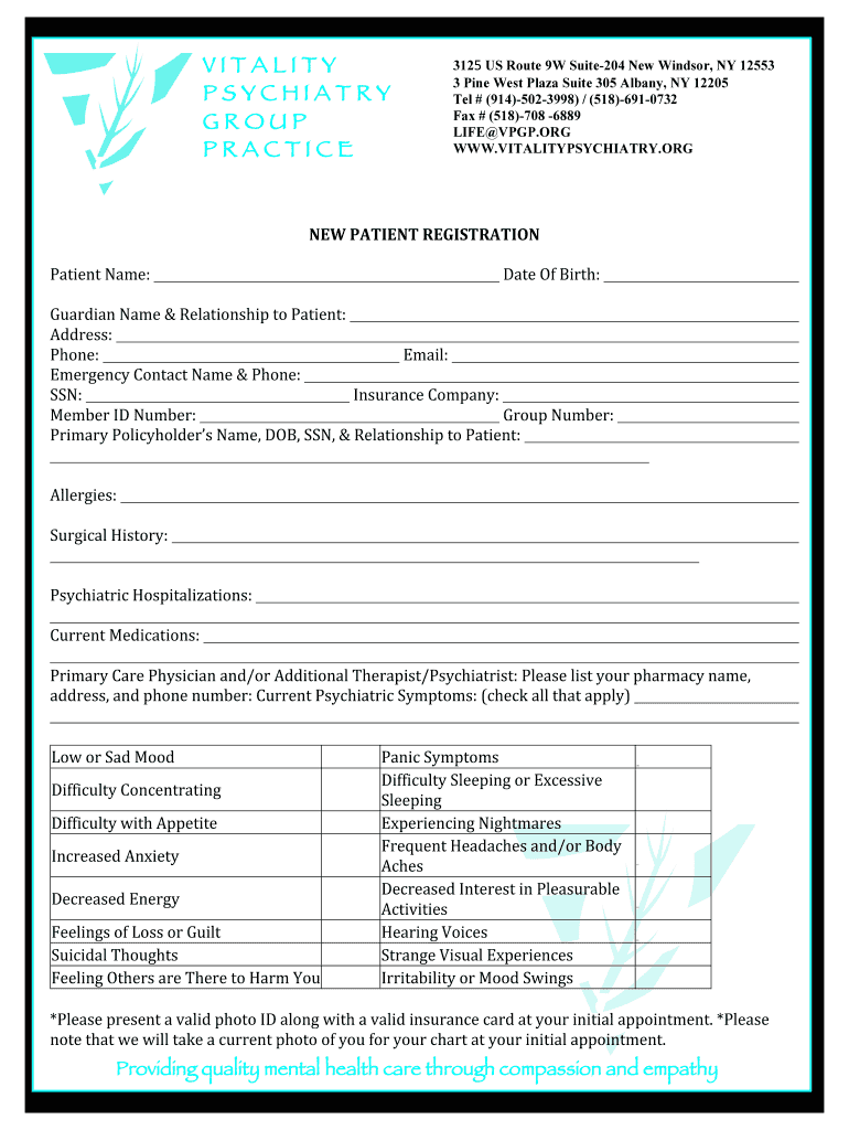 Vitality Psychiatry  Form