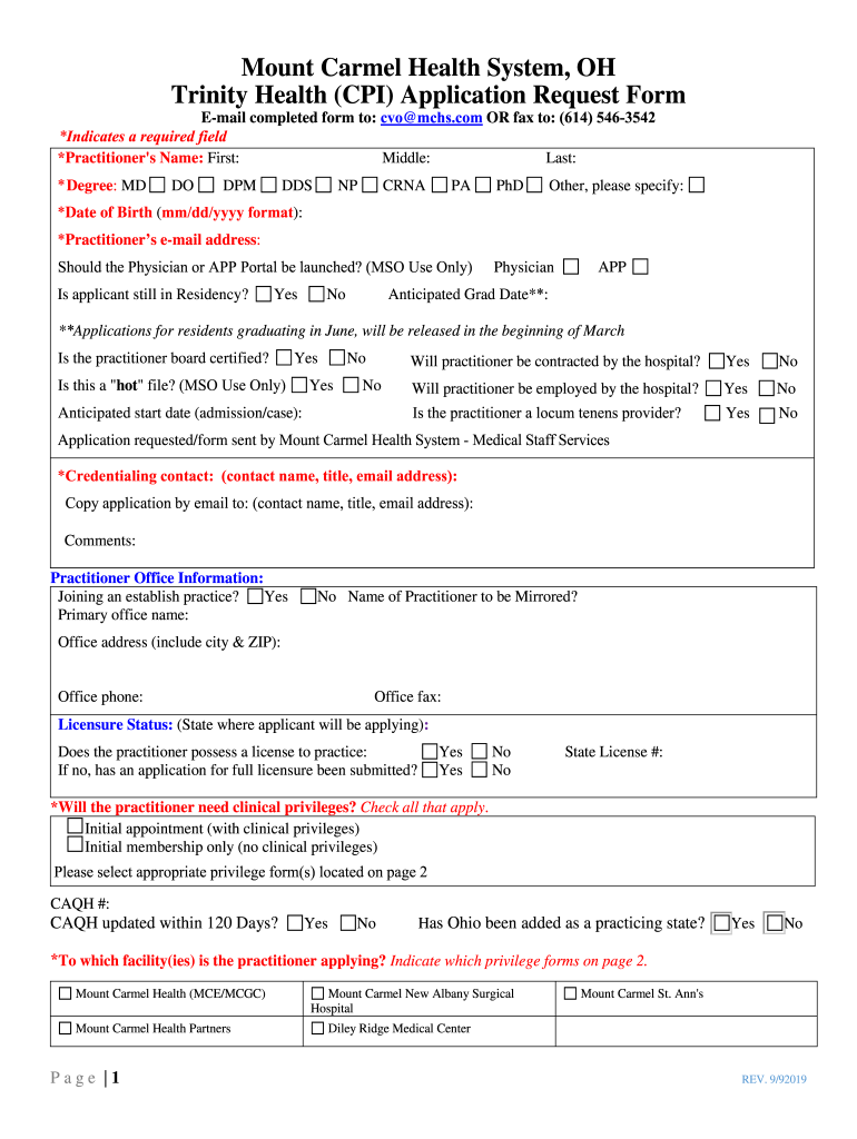 SHPS APPLICATION REQUEST FORM