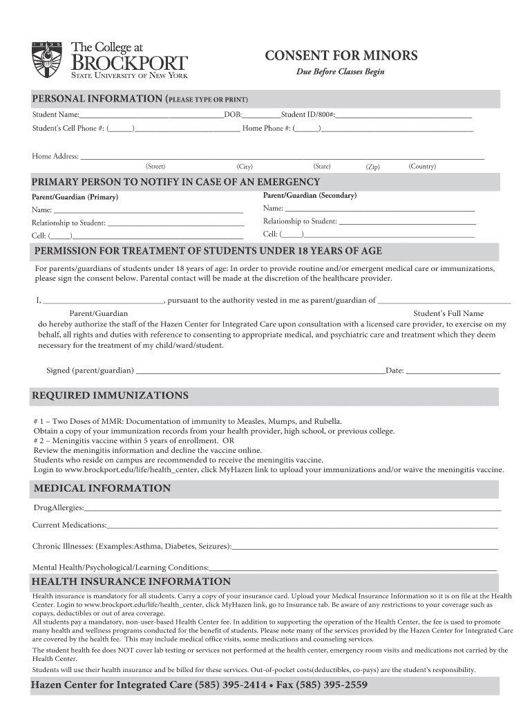 Consent for Minors Consent for Minors  Form