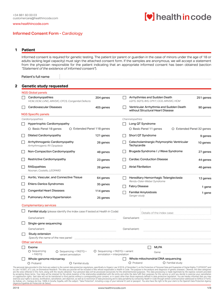  Informed Consent Form Cardiology 2019