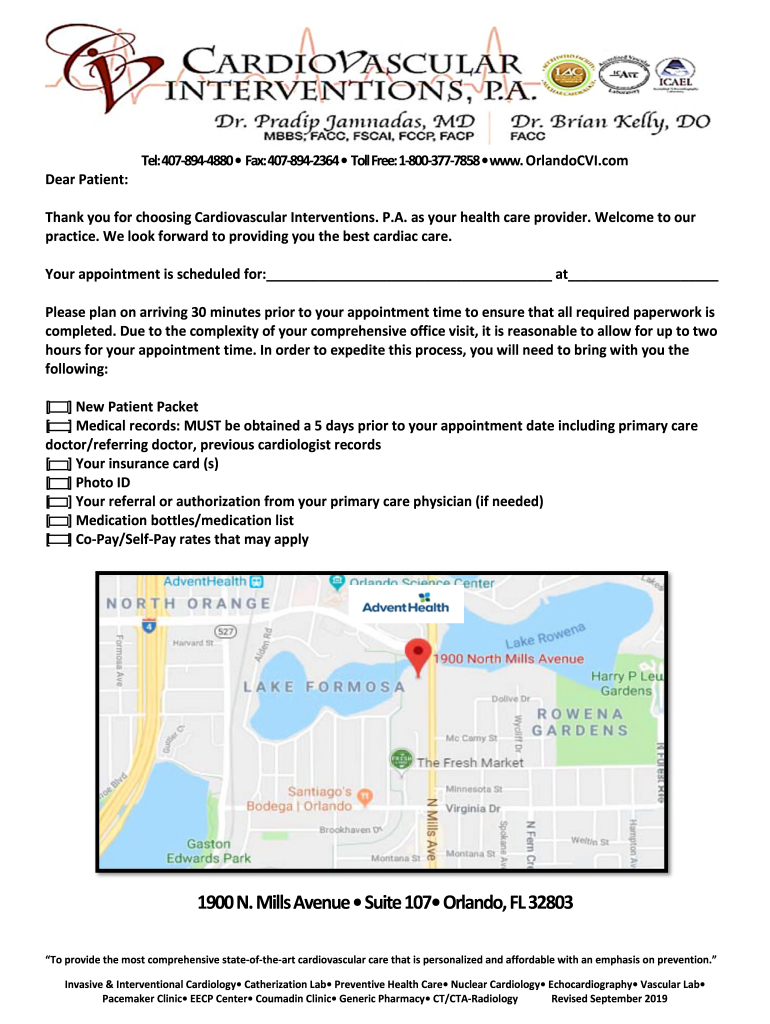 Patient Forms Cardiovascular Interventions