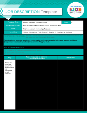 Australia Job Description Template  Form