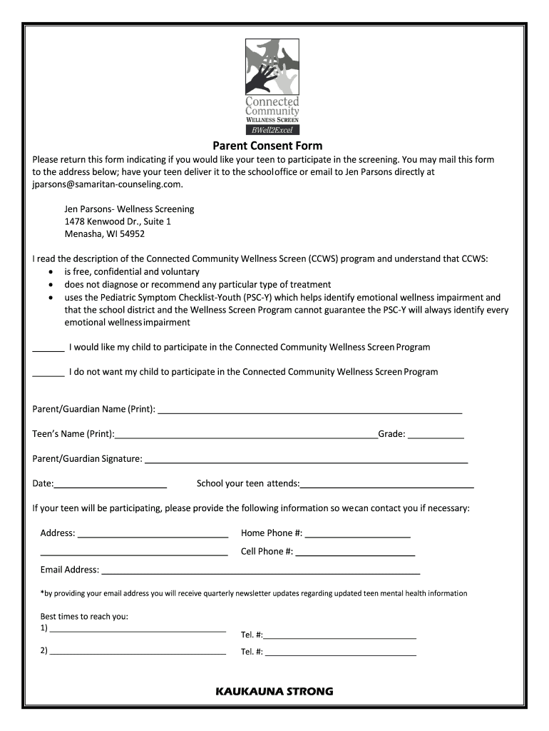 Wellness Screening Consent Form