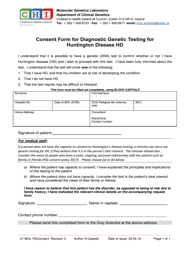 To Download CF Genetic Testing Questionnaire Form