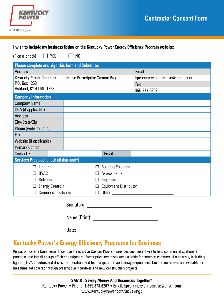 Get and Sign Contractor Consent Form Kentucky Power 