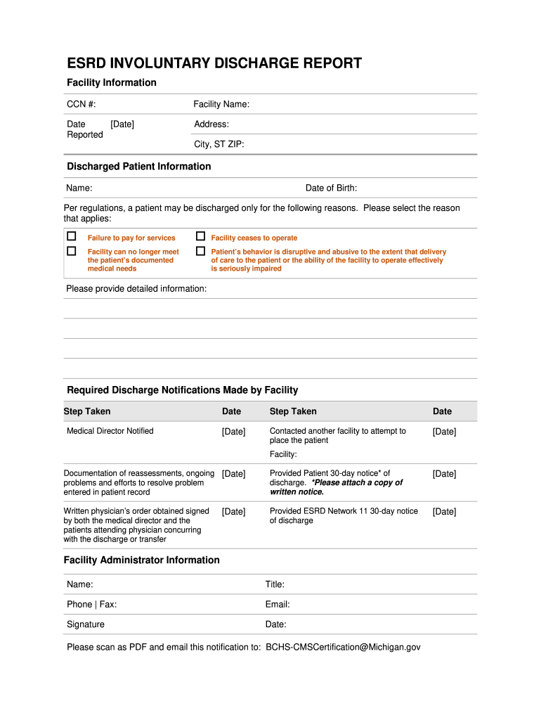 Involuntary Discharge Form