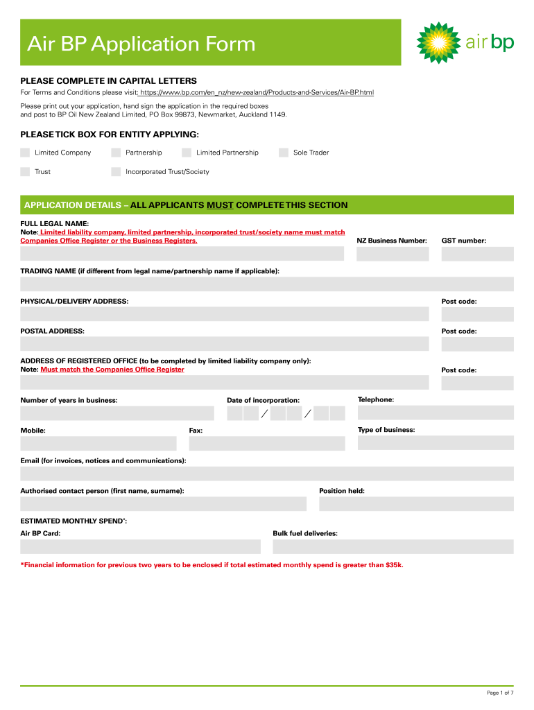 Bp Card Application Form