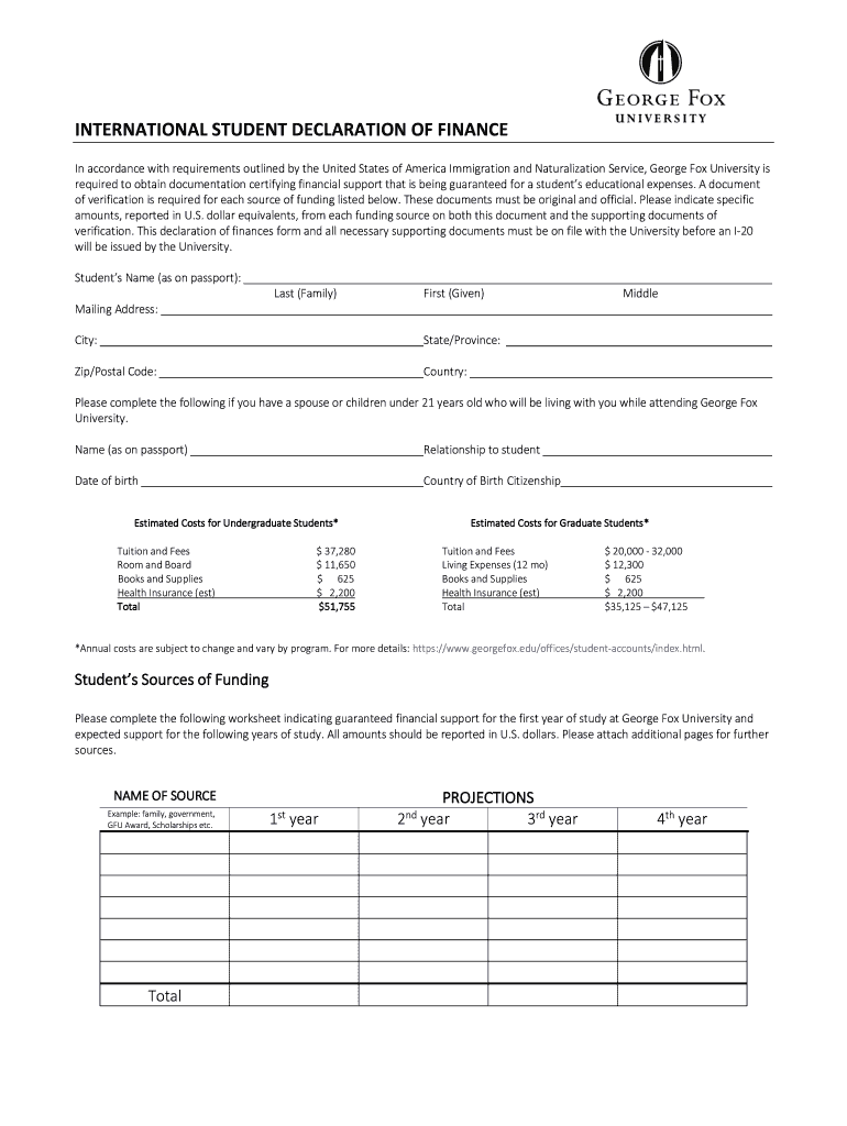 DECLARATION of FINANCE ISP  Form