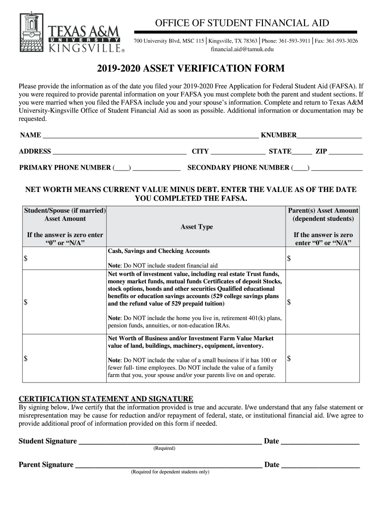 20182019 V1 Verification Worksheet Independent Student  Form