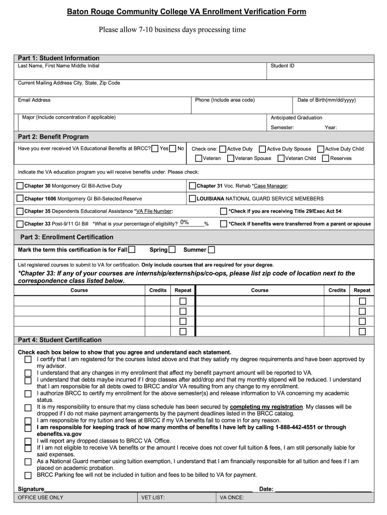 Student Veterans Certification Form2019