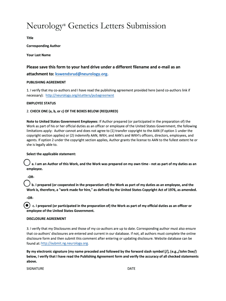 Neurology Genetics Letters Submission  Form