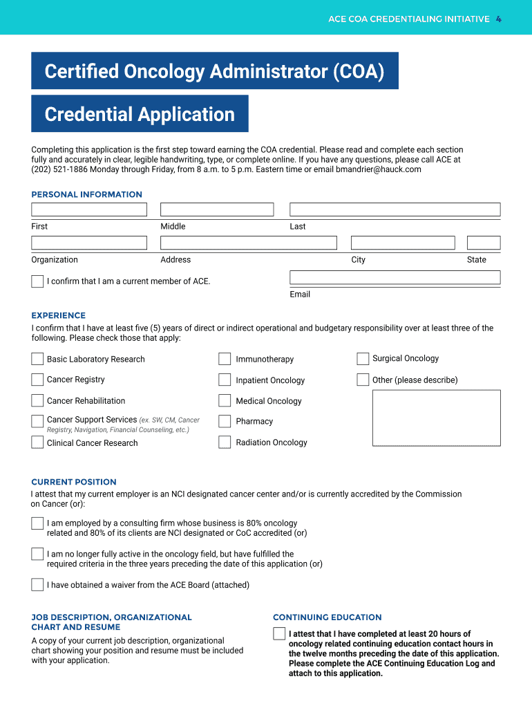 Credentialing CoordinatorThe Oncology Institute of Hope  Form