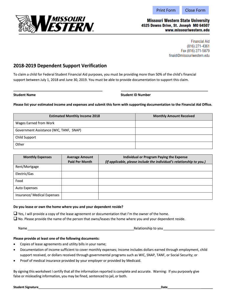 To Claim a Child for Federal Student Financial Aid Purposes, You Must Be Providing More Than 50% of the Childs Financial  Form