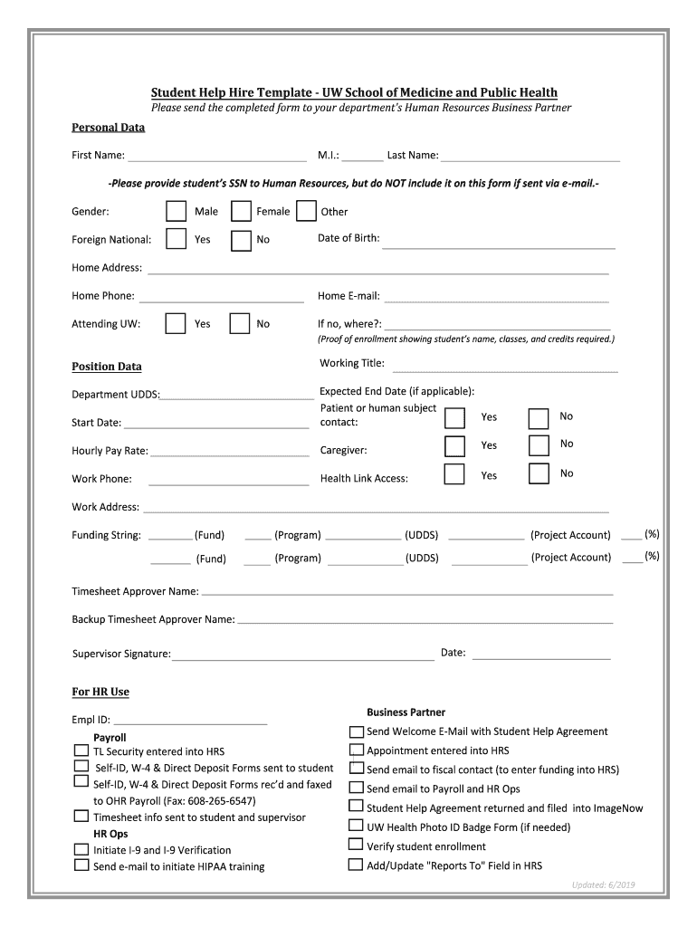  Student Help Hire Template Department of Medicine 2019-2024