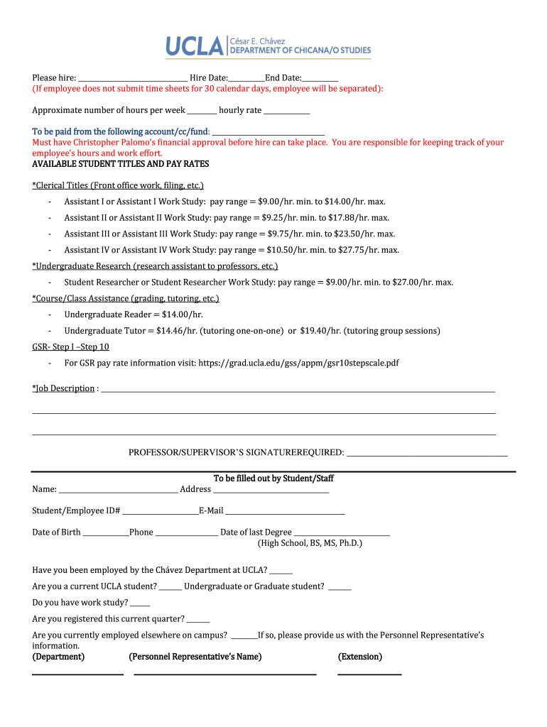 History Department GSRStaff Appointment  Form