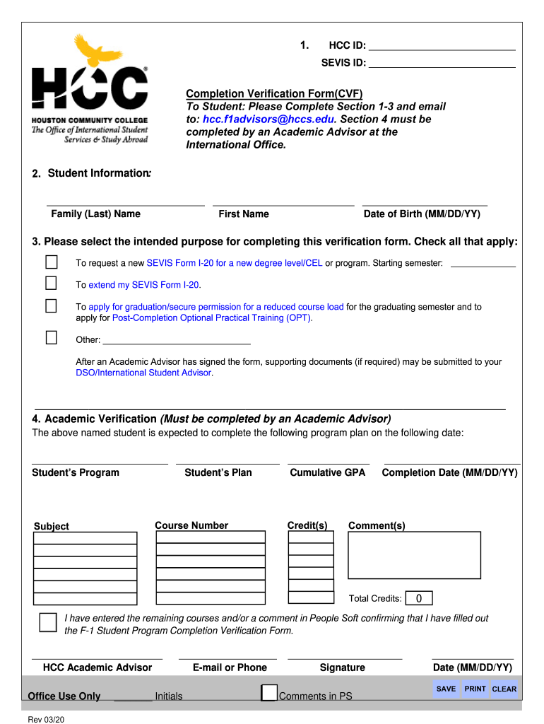  Completion Verification FormCVF 2020-2024