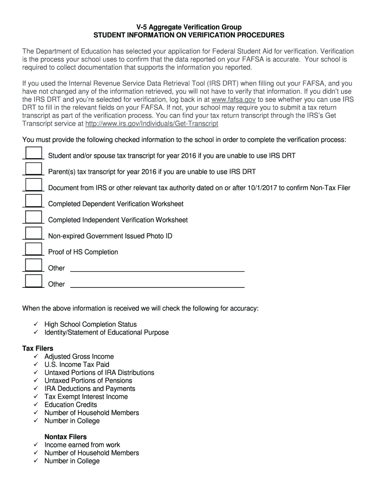 V 5 Aggregate Verification Group  Form