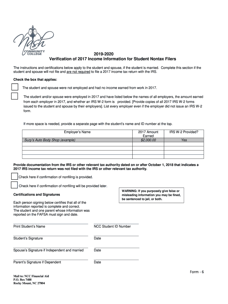  Student and Spouse Will Not File and Are Not Required to File a Income Tax Return with the IRS 2019