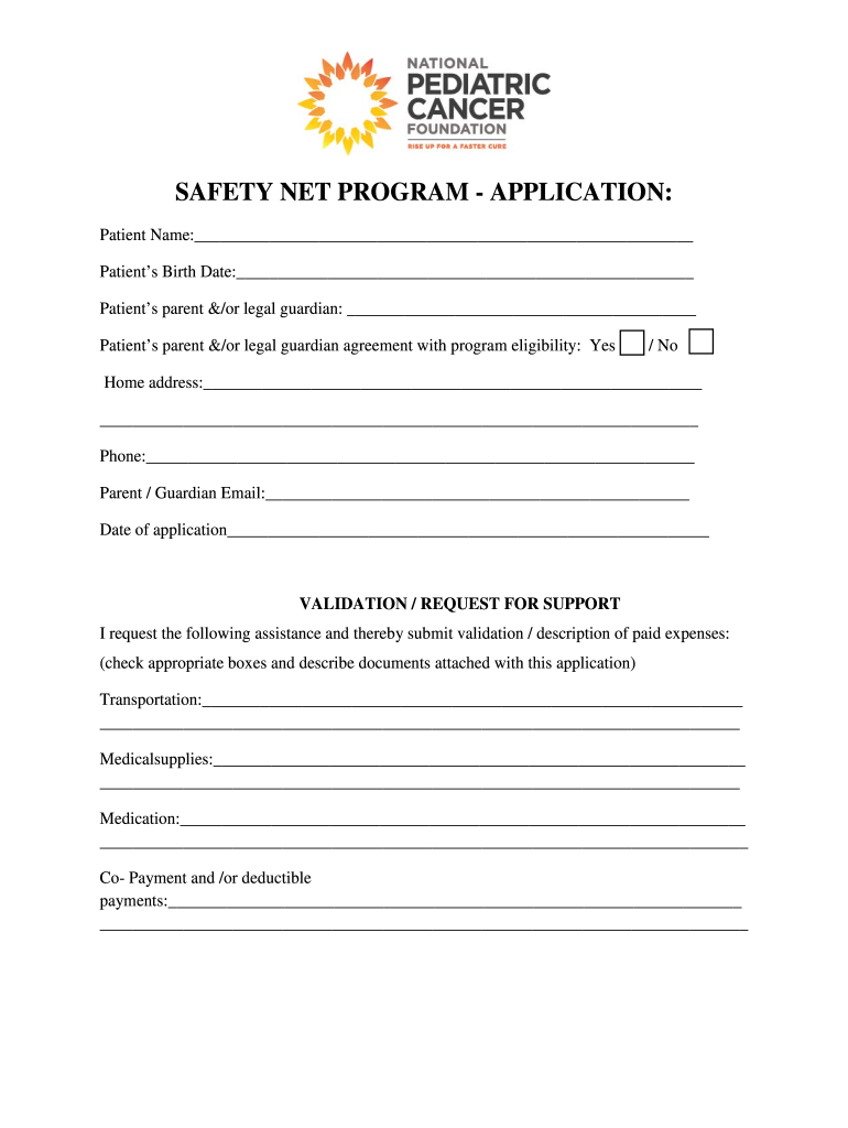 Safety Net Grant Program  Form
