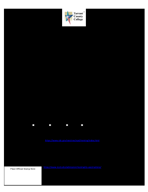 TCC Bacterial Meningitis Vaccination Verification Form