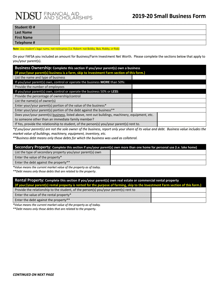  20 Small Business Form 2018