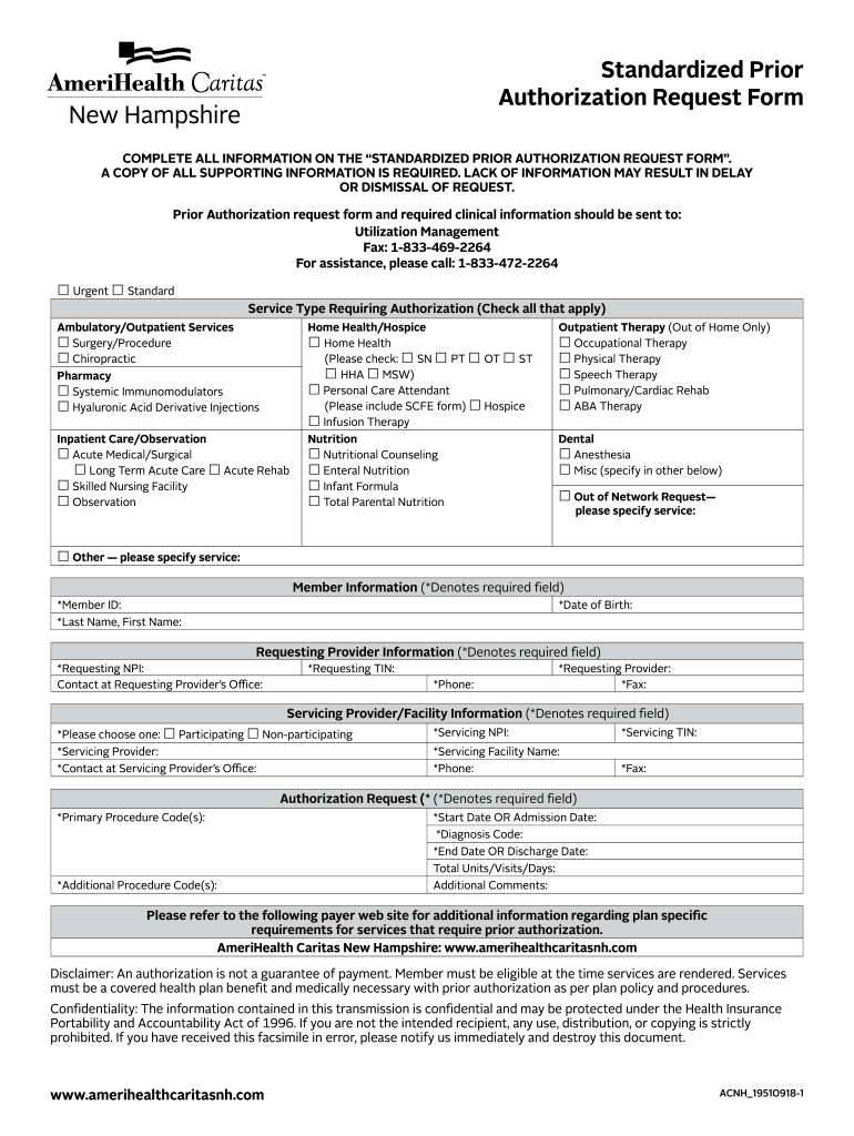 Nh Prior Authorization Form