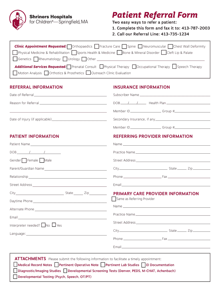 Shriners Form