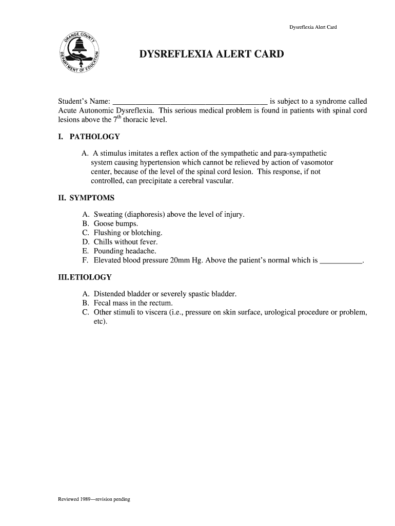  Autonomic Dysreflexia in Spinal Cord Injury Overview 1989-2024