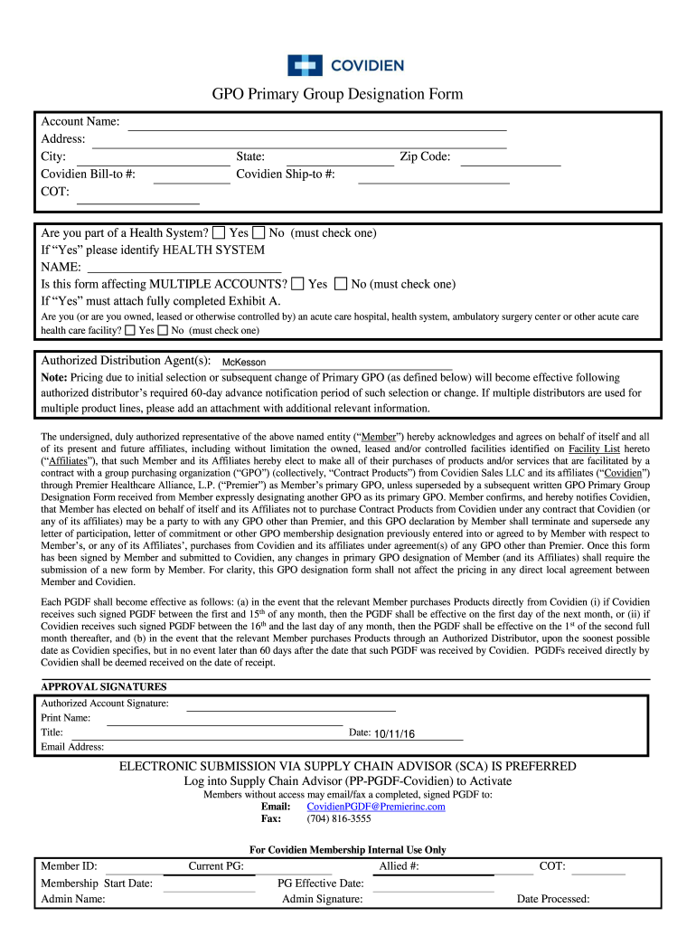 Covidien Bill to # Form