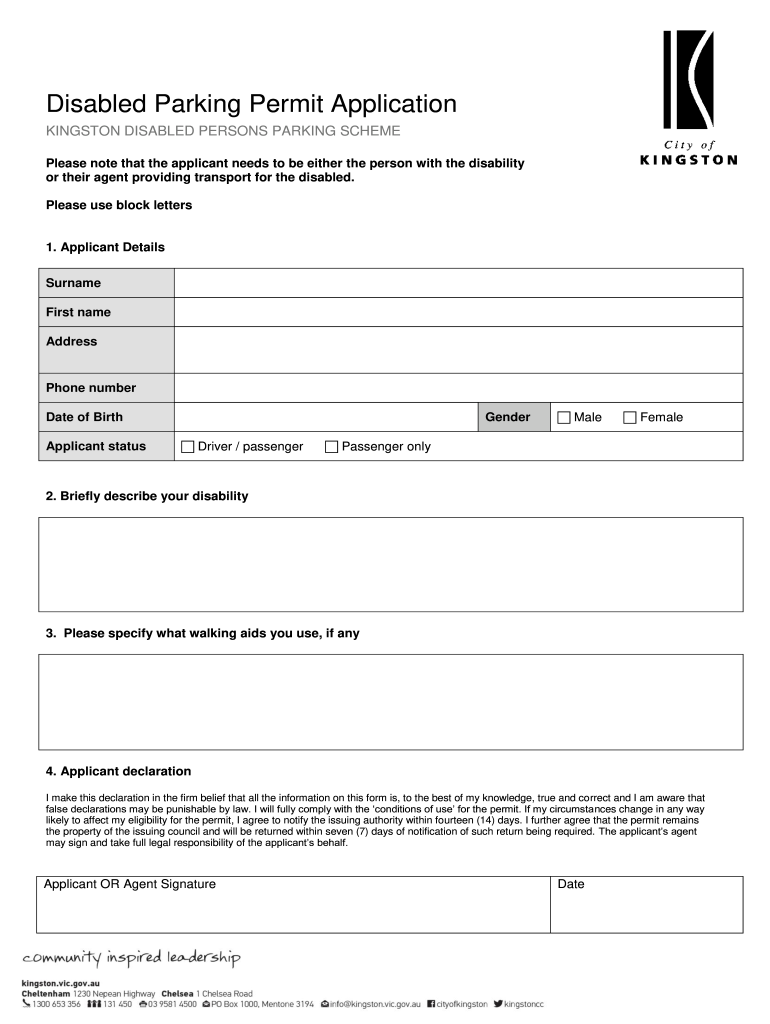 Disabled Parking Permit Application Form