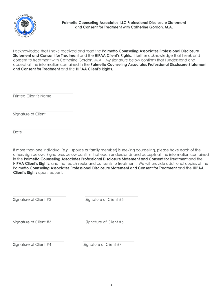 Sarah Williams, Ed S Palmetto Counseling Associates  Form