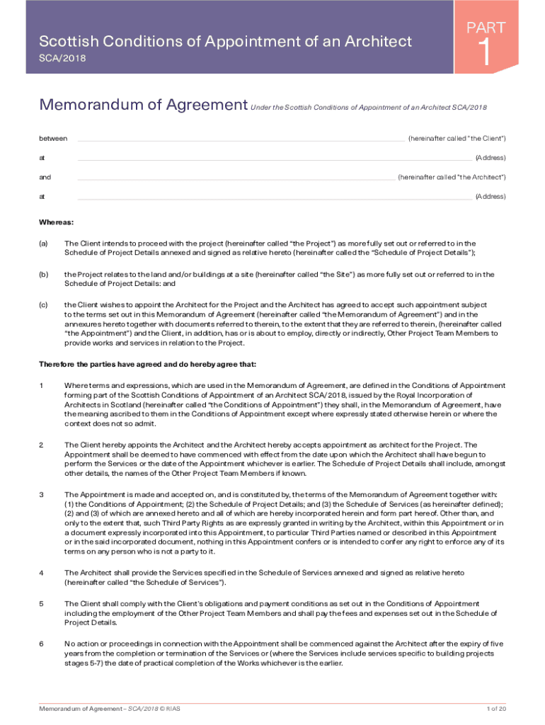 Scottish Conditions of Appointment of an Architect  Form