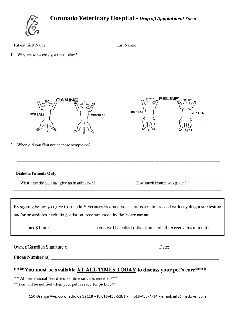 Drop off Form Nadovet Com