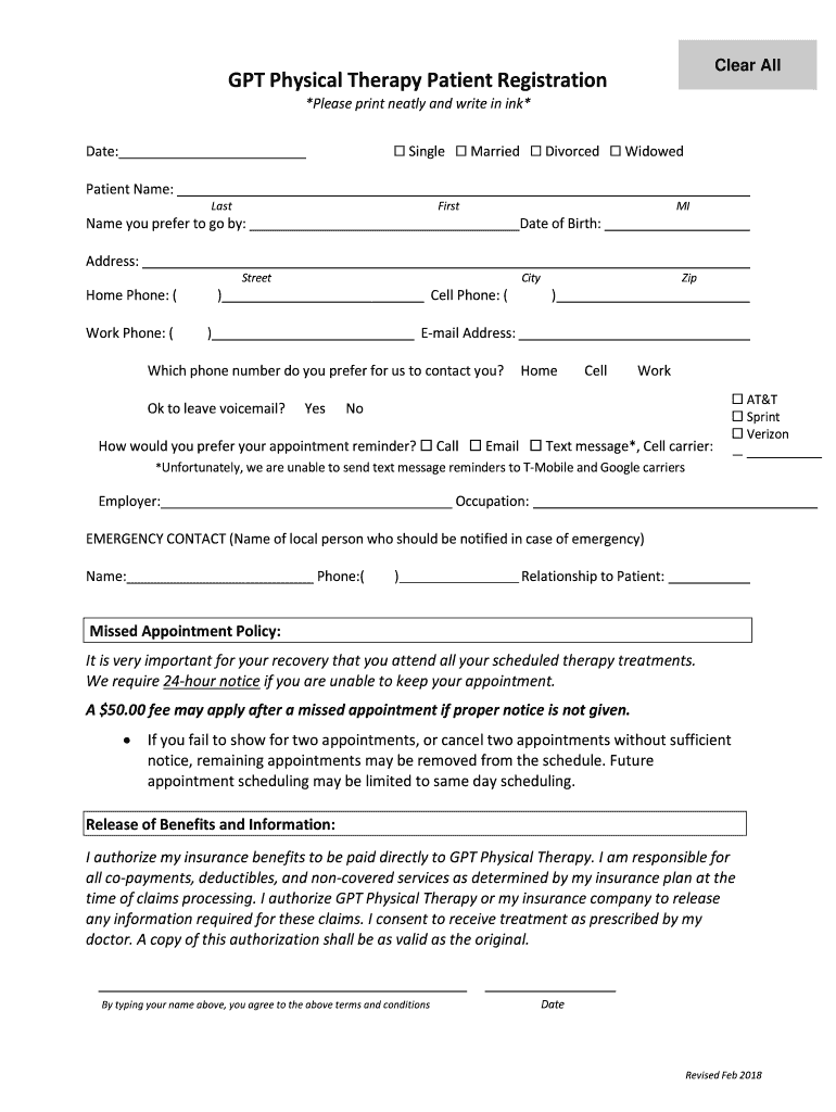  Fax Cover Sheet Greenwood Physical Therapy 2018-2024