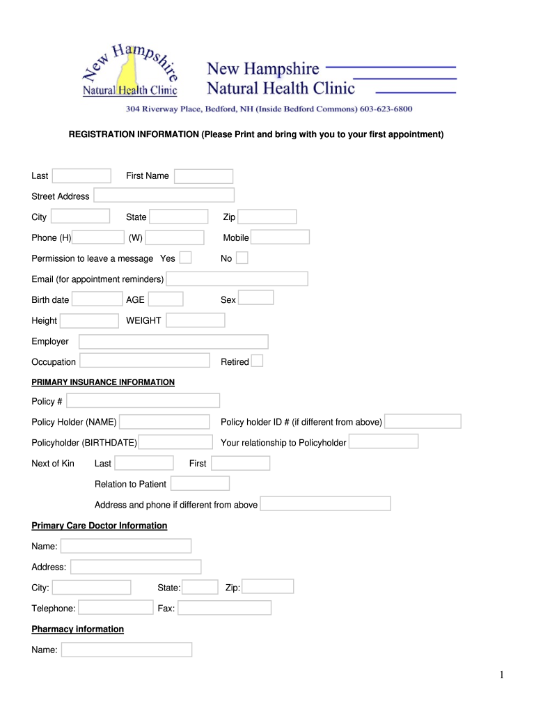  REGISTRATION INFORMATION Please Print and Bring with You 2017-2024