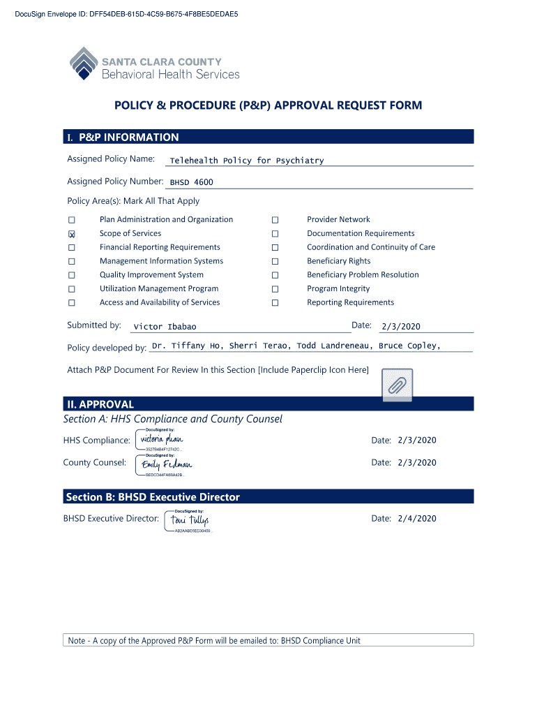 POLICY &amp;amp;amp; PROCEDURE P&amp;amp;amp;P APPROVAL REQUEST FORM