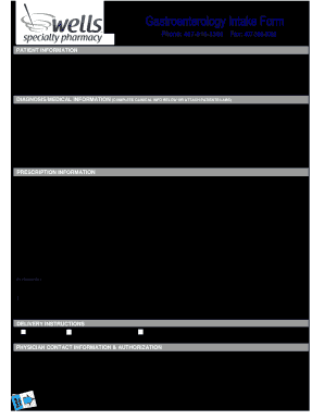 Gastroenterology Intake  Form