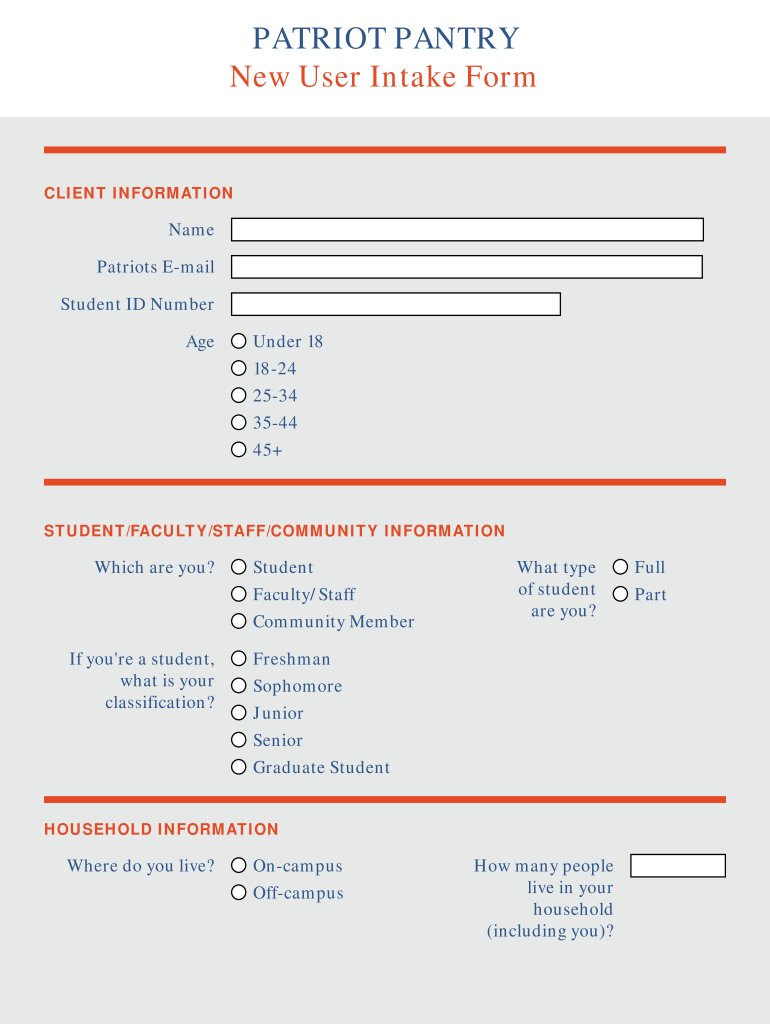 User Intake  Form