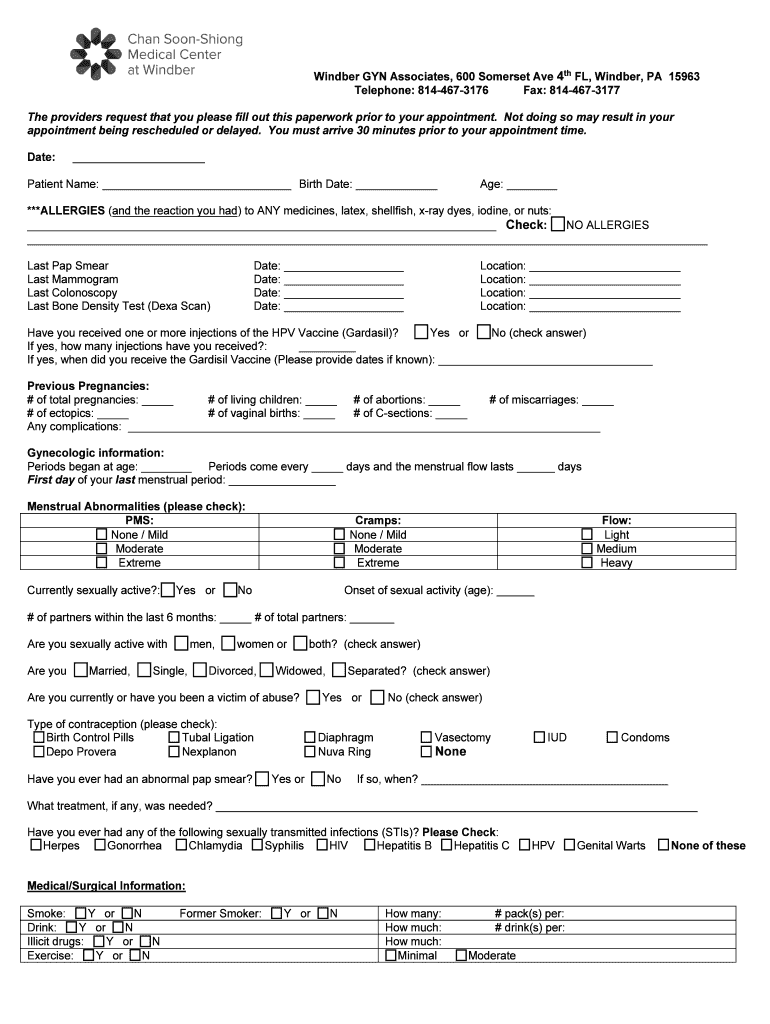 Appointments and Hours of Operation for Dr Reid Gentile  Form