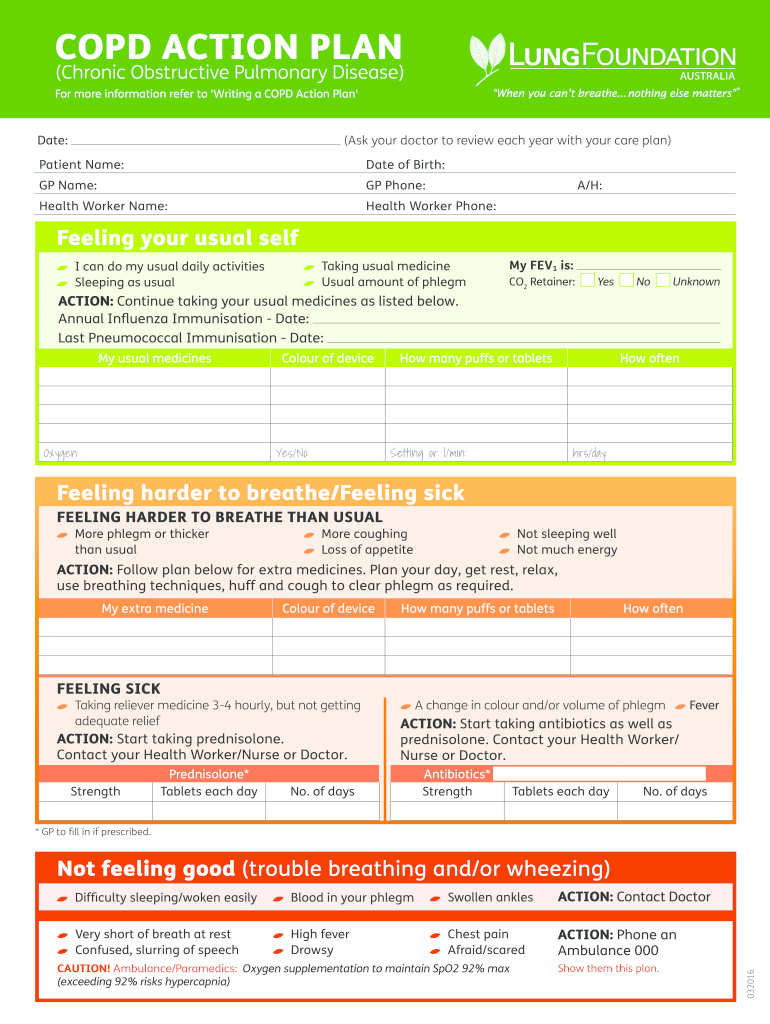 Lung Foundation Action Plan  Form
