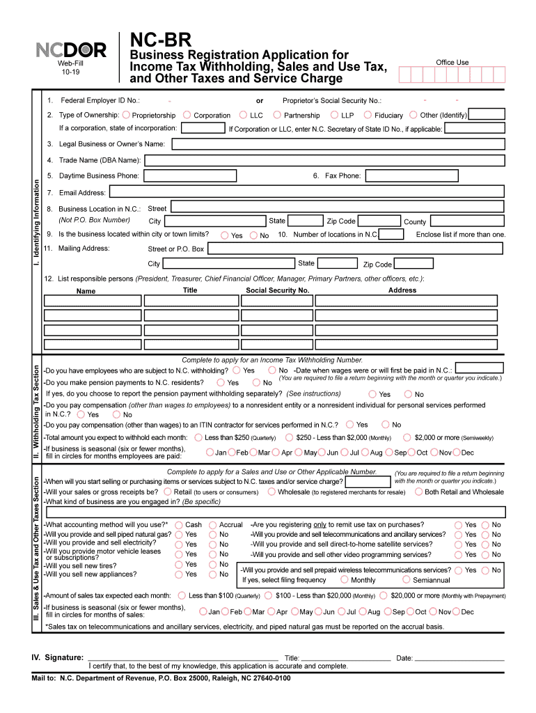 Business Registration Application for Income Tax EDPNC Com  Form