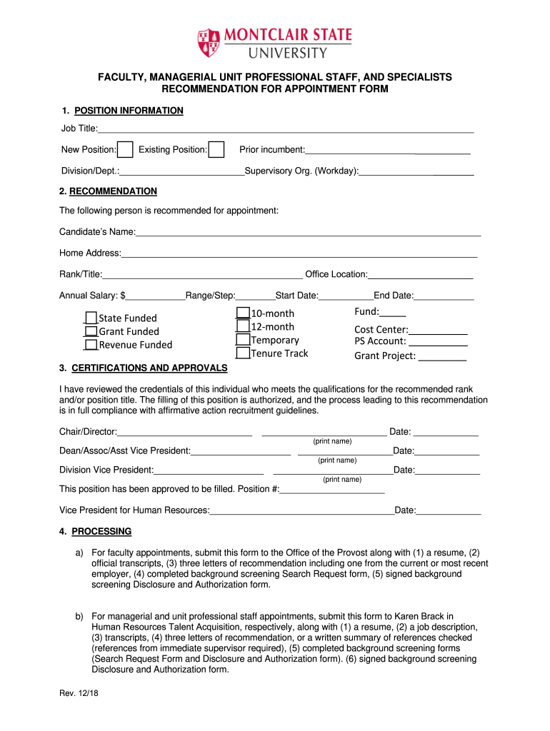Get and Sign Position Request and Staff Justification Form Worcester 2018-2022