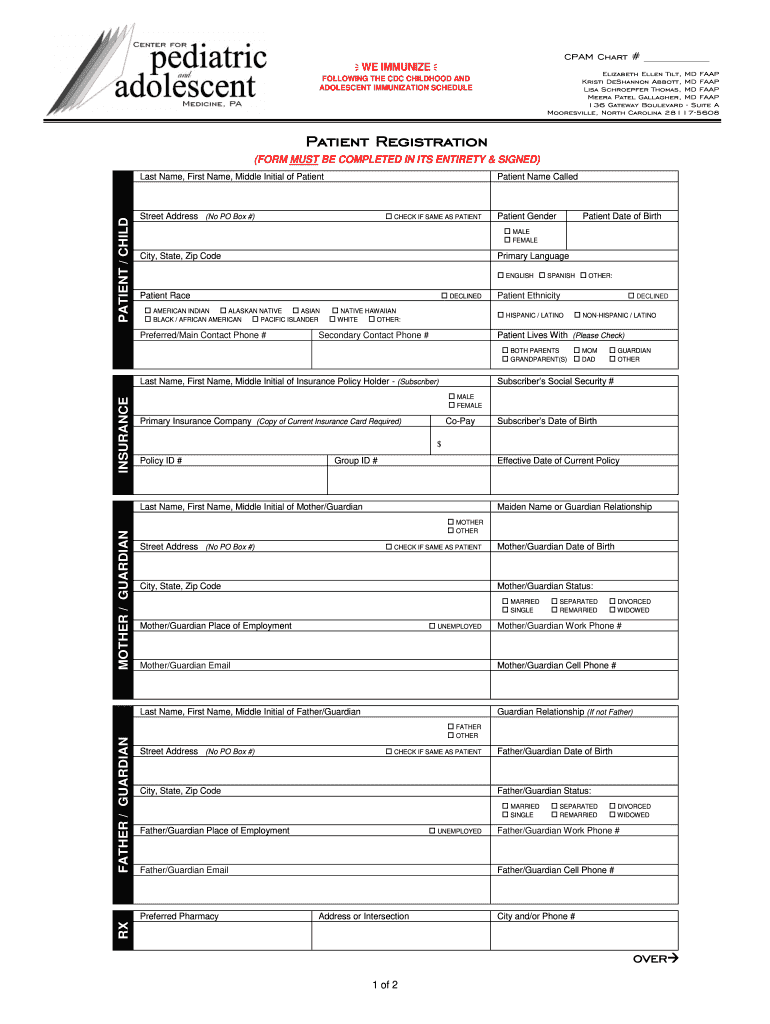 Center for Pediatric and Adolescent Medicine  Form