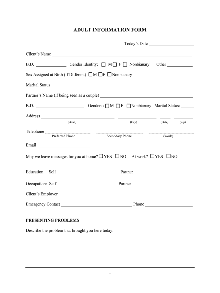 Program Adult  Form