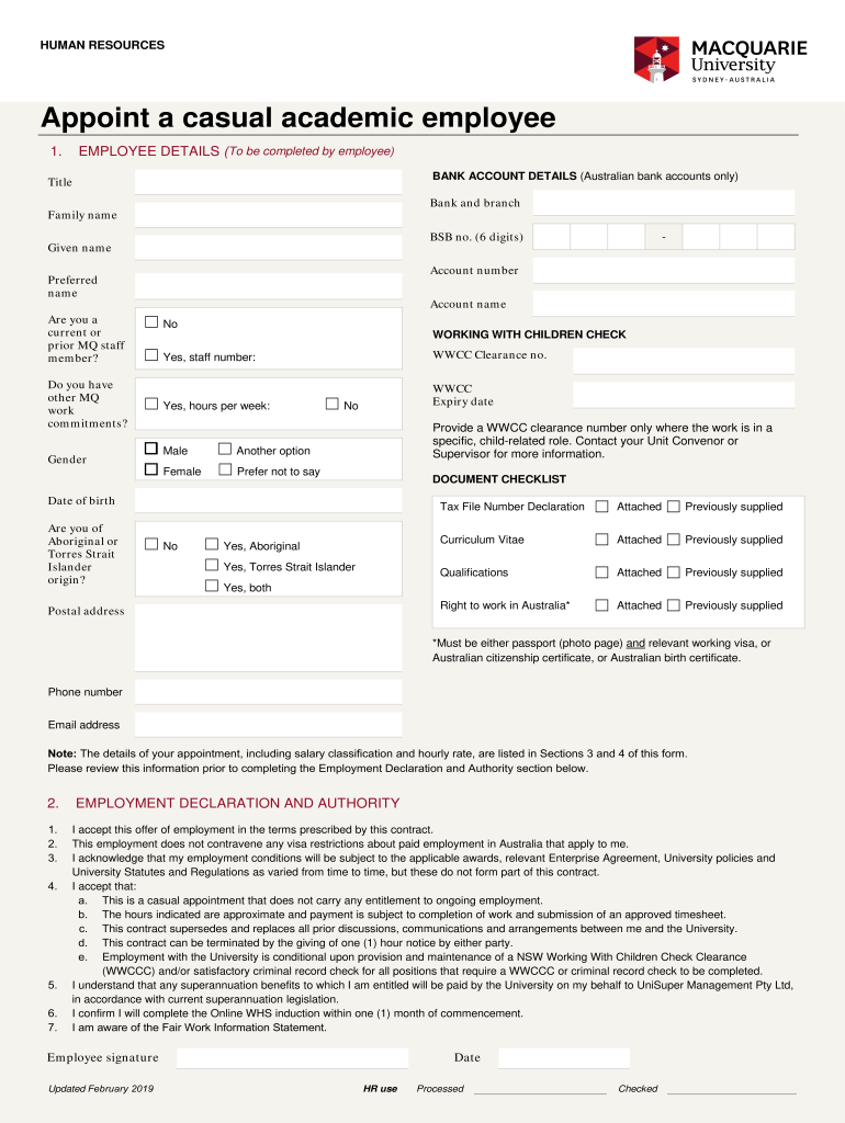 Personal Details, Bank Account and Payroll Deductions Form