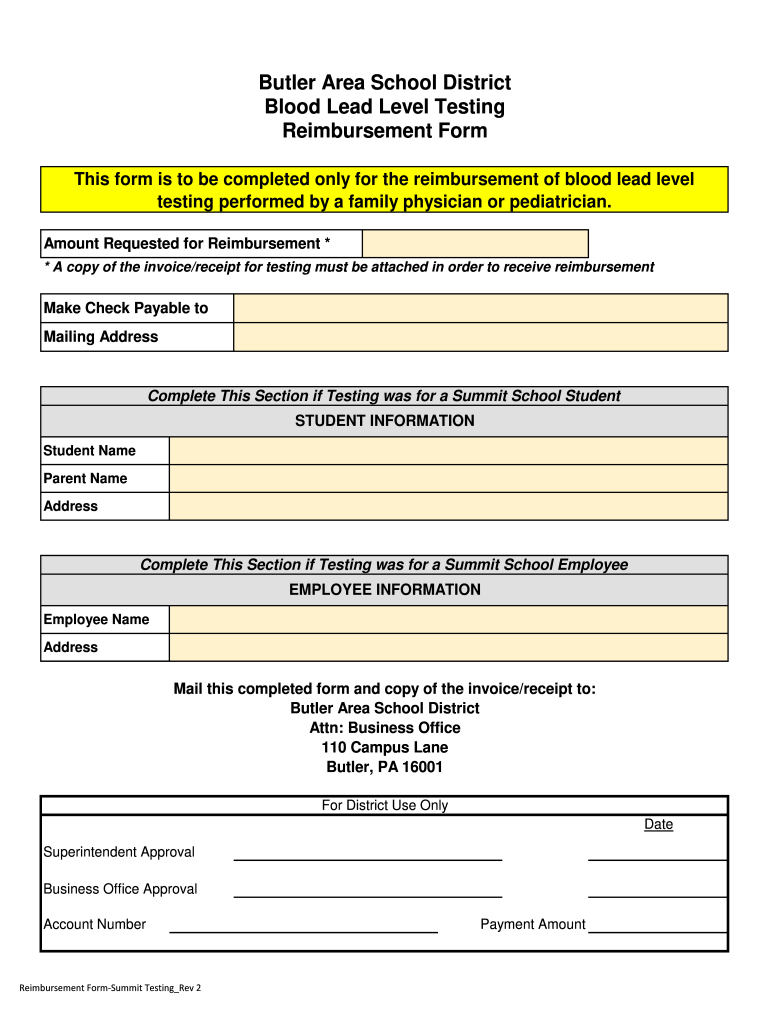 BUTLER AREA SCHOOL DISTRICT Notice Regarding Blood  Form